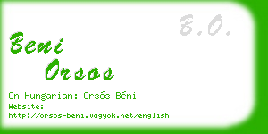 beni orsos business card